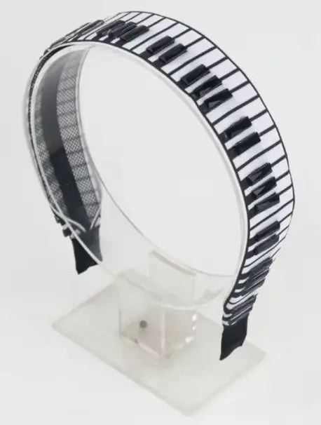 Headband White with Black Keyboard Design