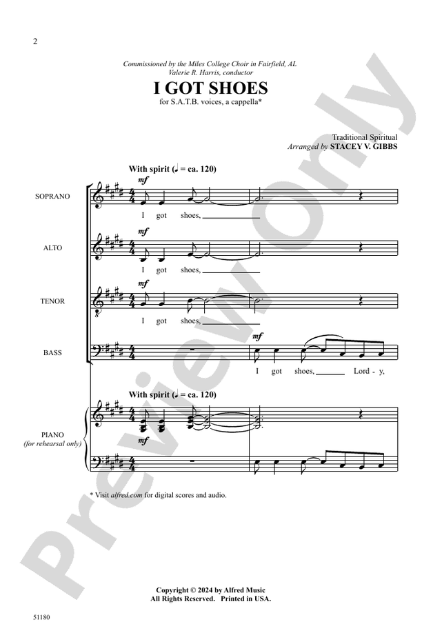 I Got Shoes - SATB A Cappella Choral Octavo (Digital Download)