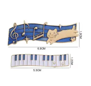 Two Hair Clips with a Cat and Music Design