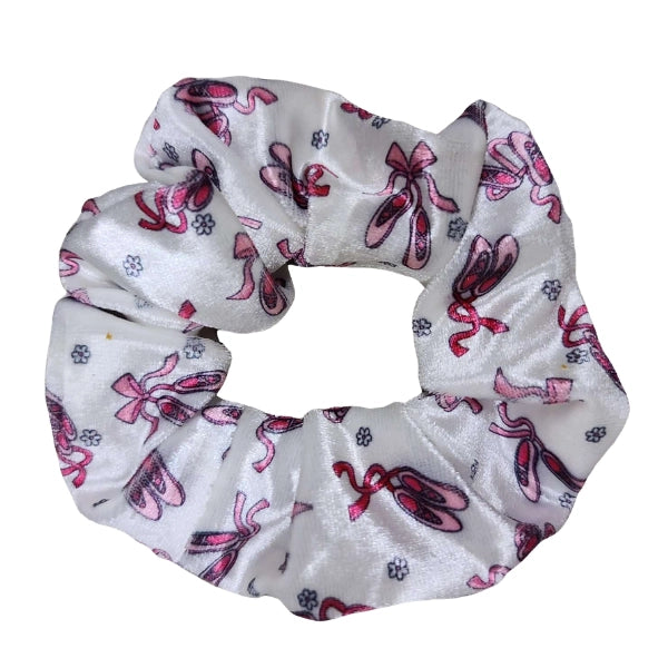 White Dance Scrunchie with Ballet Slippers