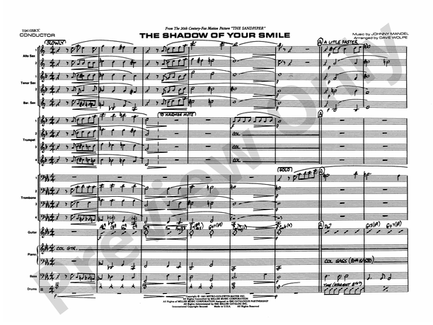 The Shadow of Your Smile (from The Sandpiper) - Jazz Ensemble Conductor Score & Parts(Digital Download)