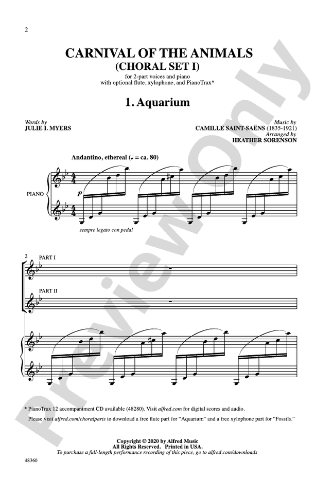 Carnival of the Animals – 2-Part Choral Octavo (Digital Download)