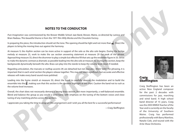 Pure Imagination (from Willy Wonka and the Chocolate Factory) - Jazz Ensemble Conductor Score & Parts (Digital Download)