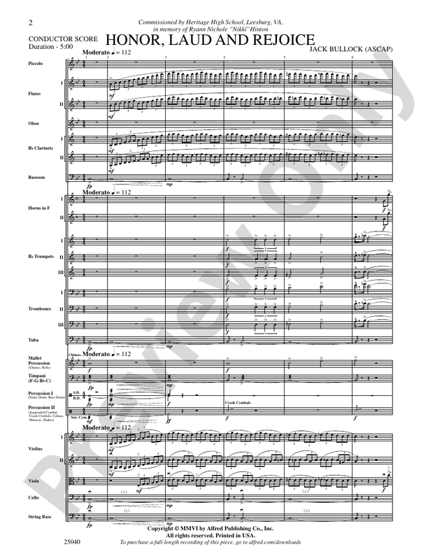 Honor, Laud and Rejoice – Full Orchestra Conductor Score & Parts (Digital Download)