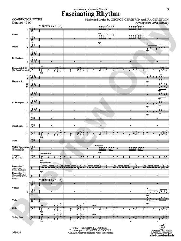 Fascinating Rhythm - Full Orchestra Conductor Score & Parts (Digital Download)