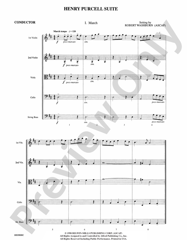 Henry Purcell Suite – String Orchestra Conductor Score & Parts (Digital Download)