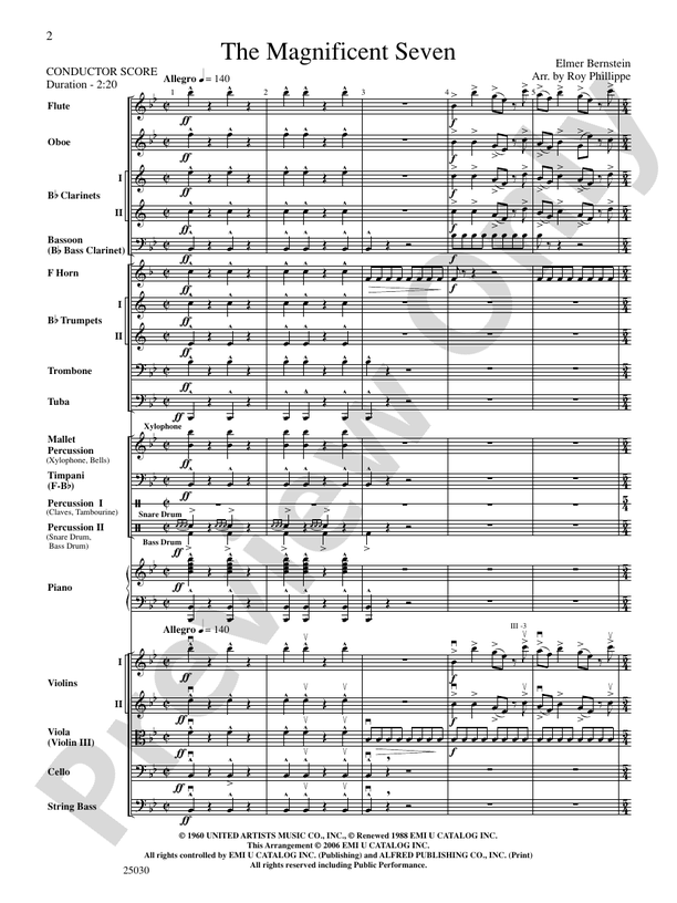 The Magnificent Seven - Full Orchestra Conductor Score & Parts (Digital Download)