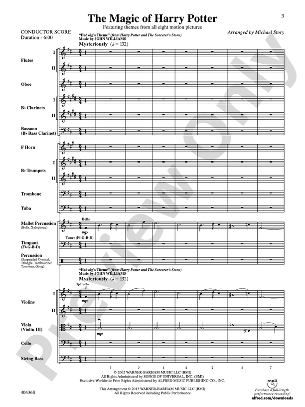 The Magic of Harry Potter – Full Orchestra Conductor Score & Parts (Digital Download)