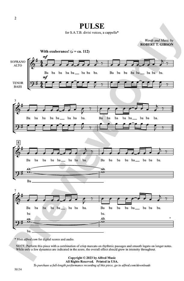 Pulse - SATB, A Cappella Choral Octavo (Digital Download)