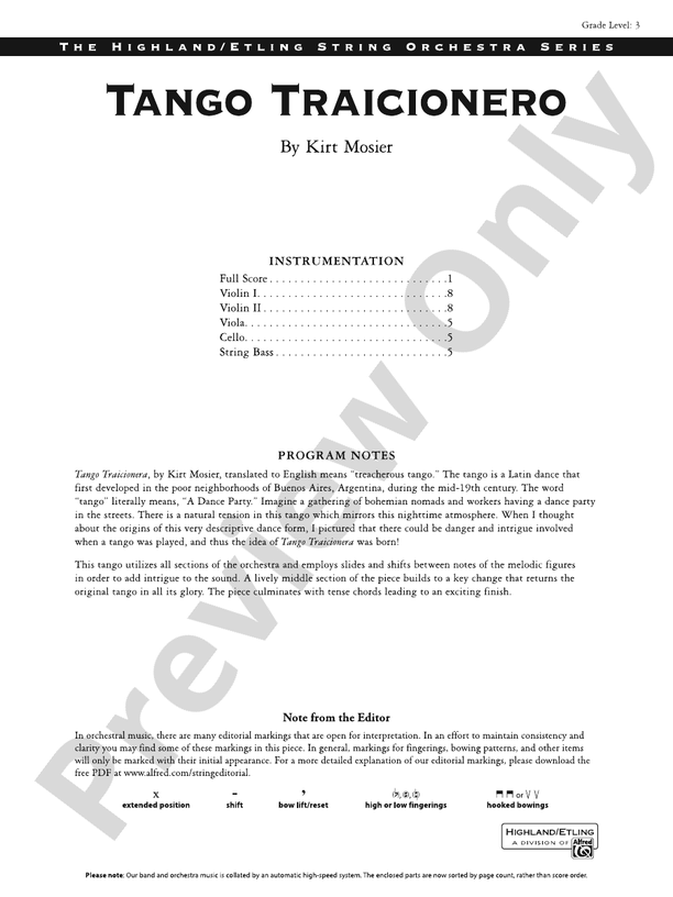 Tango Traicionero - String Orchestra Conductor Score & Parts (Digital Download)