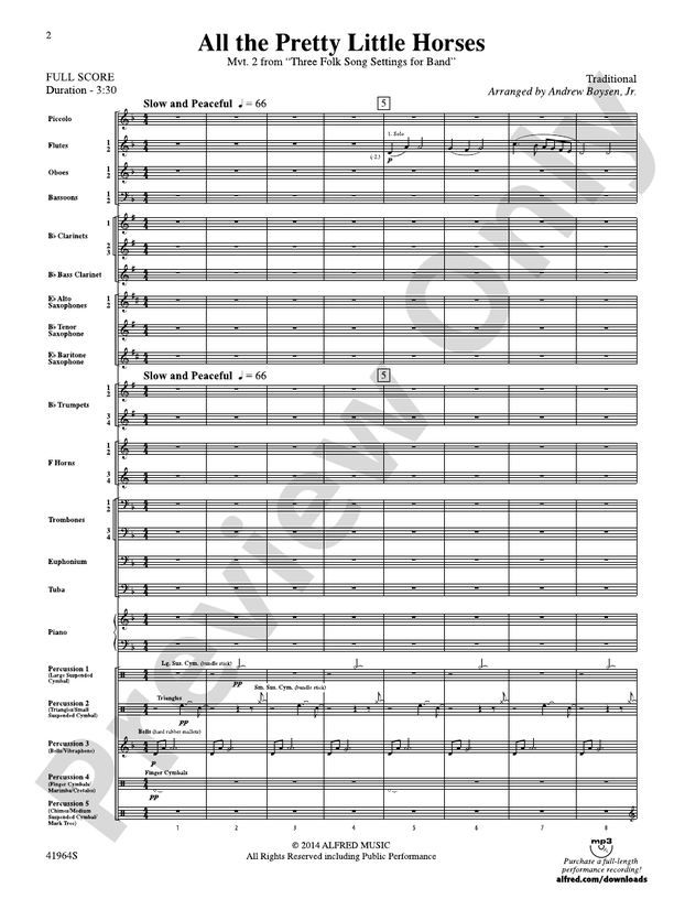 All the Pretty Little Horses - Concert Band Conductor Score & Parts (Digital Download)