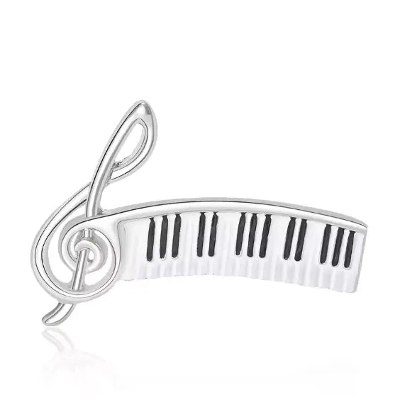 Brooch Silver Treble Clef with Keyboard