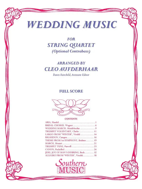 Wedding Music for String Quartet - Various arranged by Aufderhaar - Southern Music 3770651