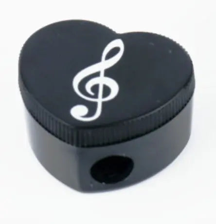 Sharpener Black Heart Shaped with a White Treble Clef
