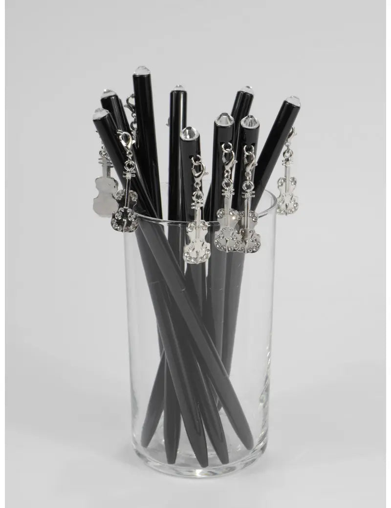 Black Pen with a Silver Violin Charm