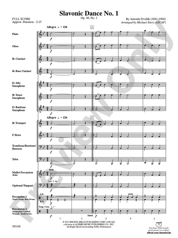 Slavonic Dance No. 1 - Concert Band Conductor Score & Parts (Digital Download)
