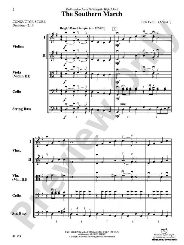 The Southern March – String Orchestra Conductor Score & Parts (Digital Download)