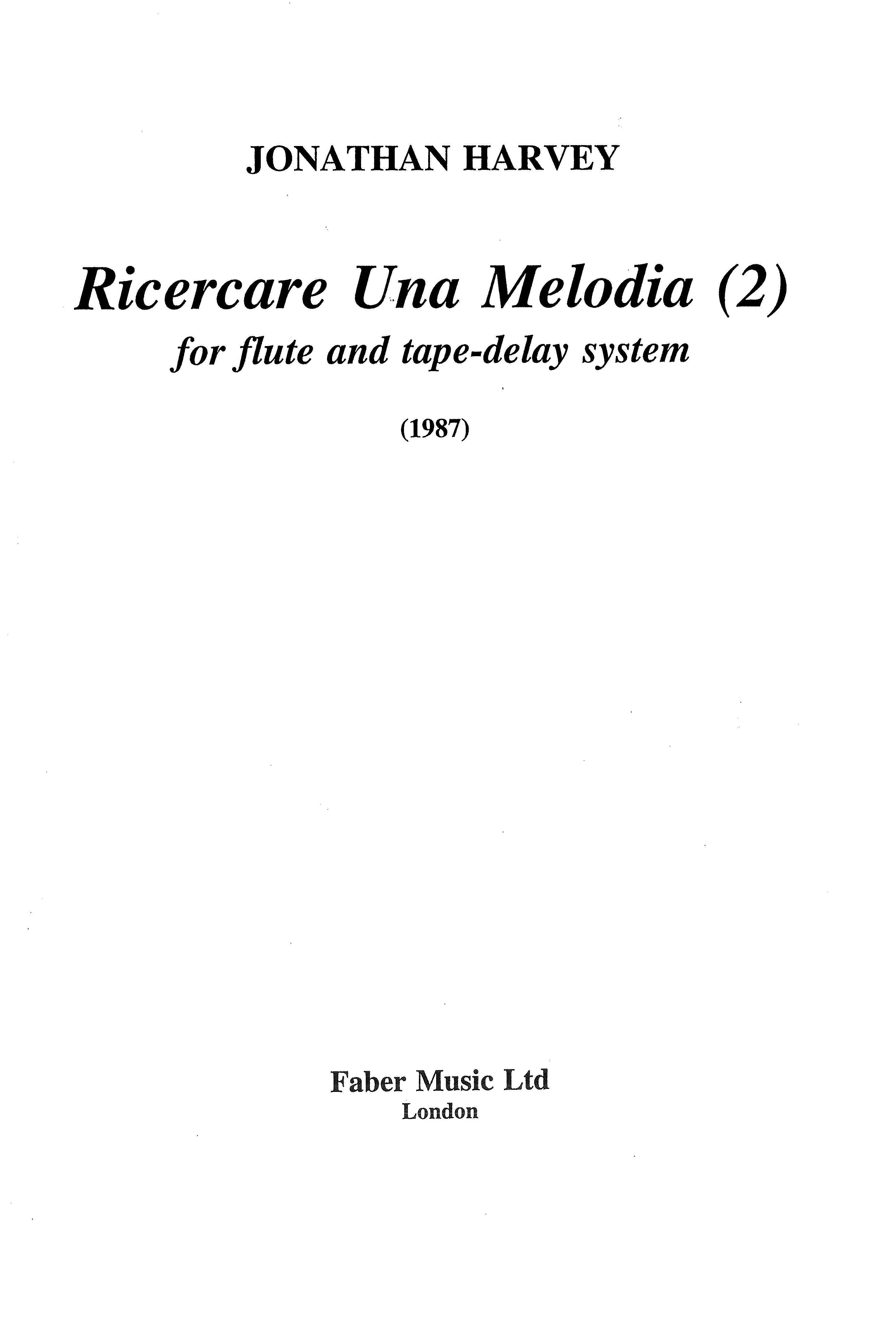 Ricercare Una Melodia (flute) - Flute (Digital Download)