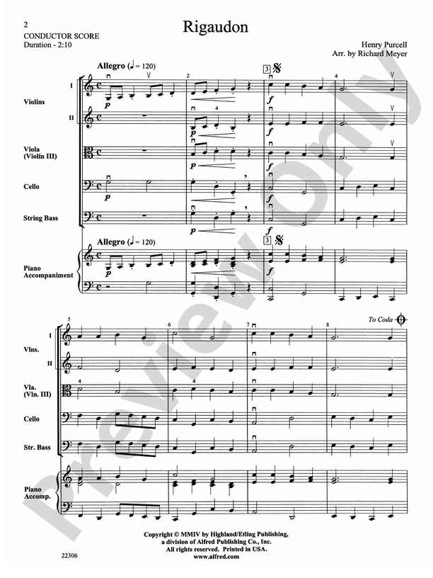 Rigaudon (Grade 1.5) – Highland/Etling String Explorer Orchestra Conductor Score & Parts (Digital Download)