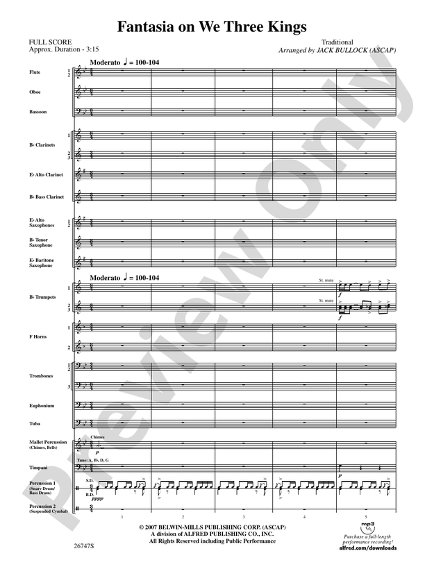 Fantasia on We Three Kings - Concert Band Conductor Score & Parts (Digital Download)
