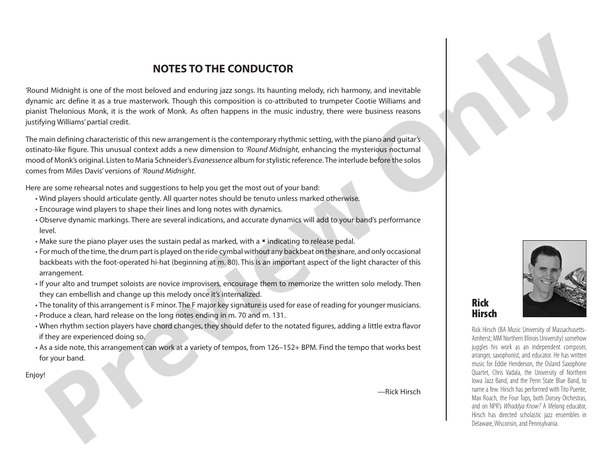Round Midnight – Jazz Ensemble Conductor Score & Parts (Digital Download)