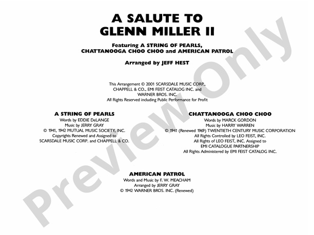 A Salute to Glenn Miller II - Jazz Ensemble Conductor Score & Parts (Digital Download)