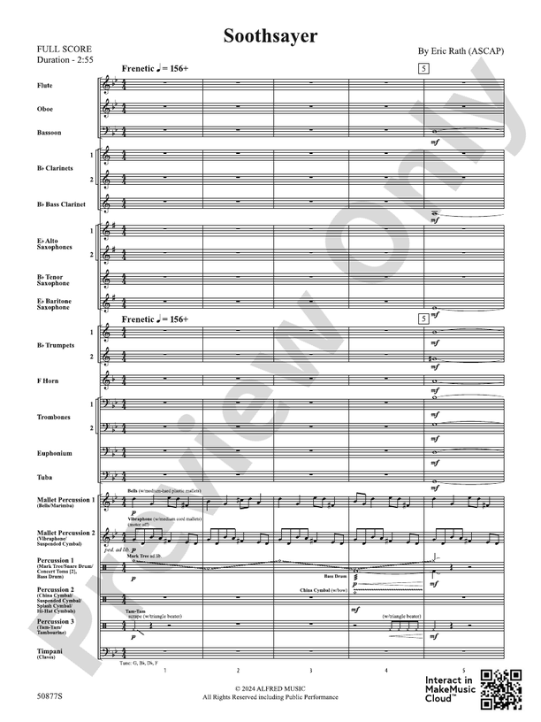 Soothsayer – Concert Band Conductor Score & Parts