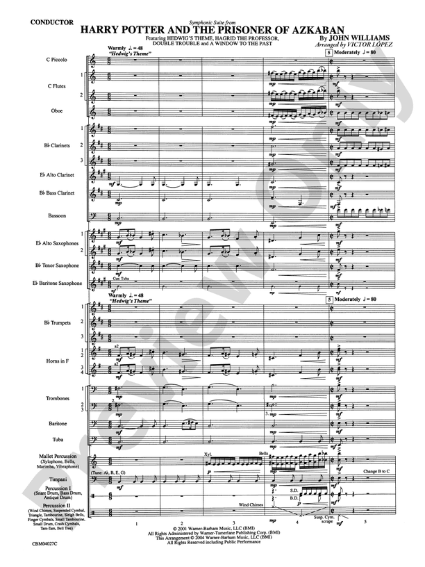 Harry Potter and the Prisoner of Azkaban, Symphonic Suite from - Concert Band Conductor Score & Parts (Digital Download)