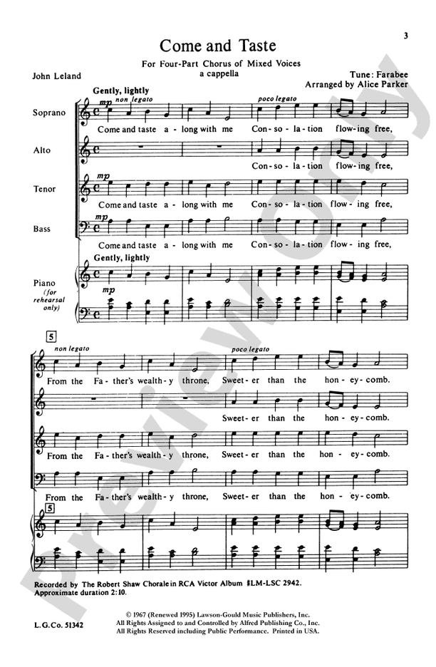 Come and Taste – SATB Choral Octavo (Digital Download)
