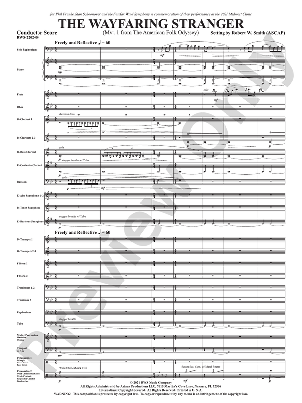 The Wayfaring Stranger - Mvt. 1 from The American Folk Odyssey - Concert Band Conductor Score & Parts (Digital Download)
