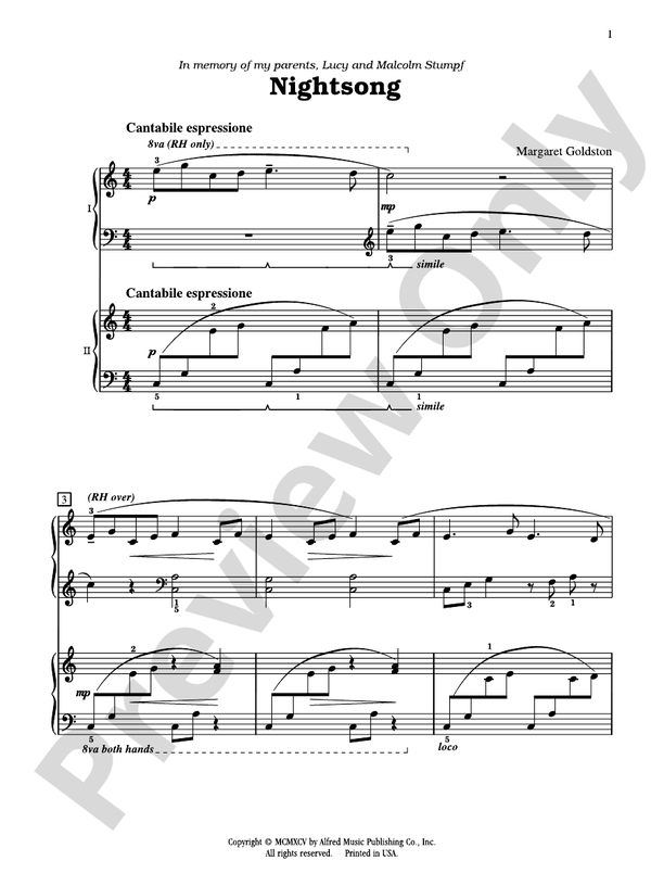 Nightsong - 2 Pianos, 4 Hands (Digital Download)