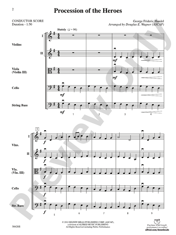 Procession of the Heroes – String Orchestra Conductor Score & Parts (Digital Download)