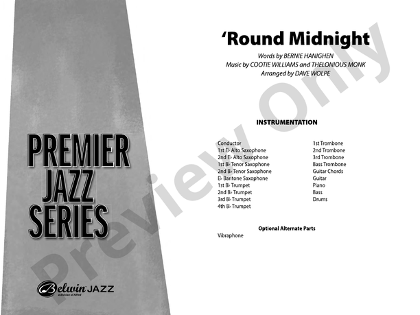 Round Midnight (Grade 4) - Jazz Ensemble Conductor Score & Parts(Digital Download)