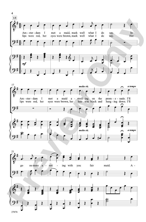 A-Roving - TTB Choral Octavo (Digital Download)