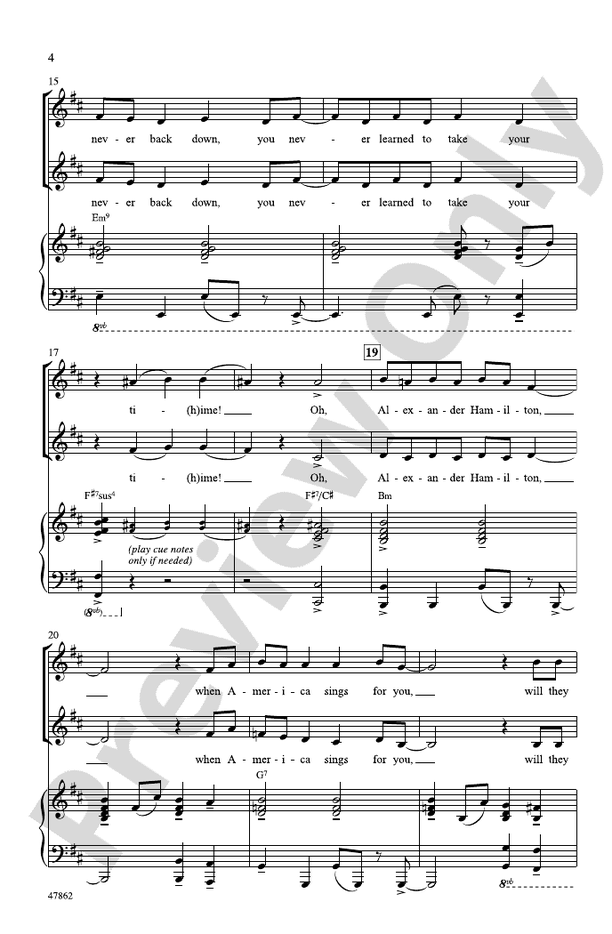 Hamilton Highlights – 2-Part Choral Octavo (Digital Download)