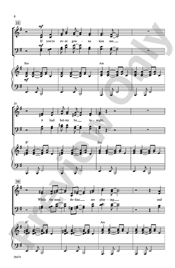 It Had Better Be Tonight (recorded by Michael Buble) – SATB Choral Octavo (Digital Download)