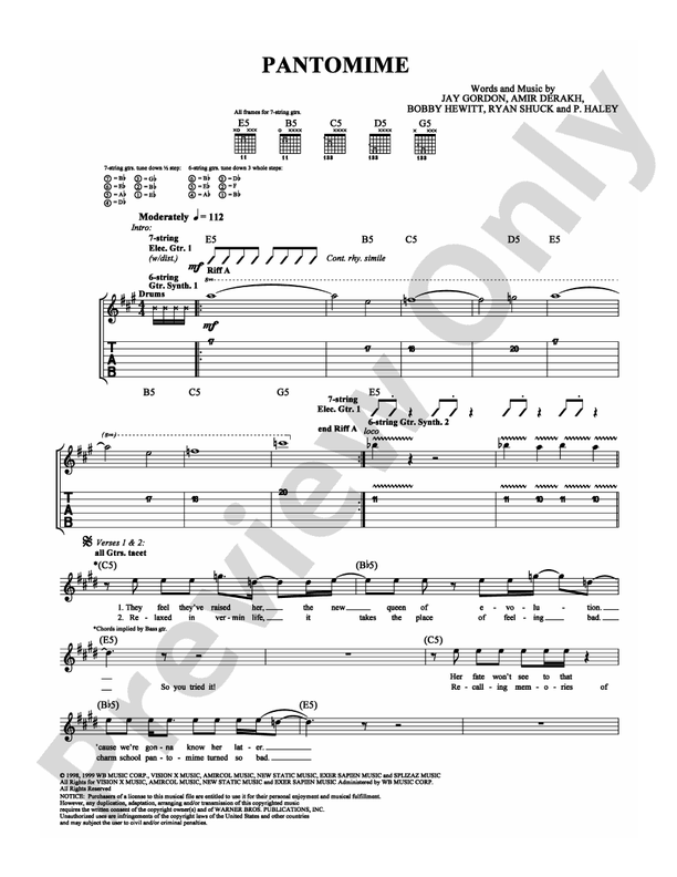 Pantomime - Guitar TAB (Digital Download)
