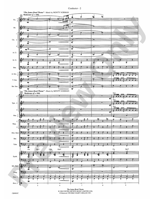 007 -- A James Bond Medley - Concert Band Conductor Score & Parts (Digital Download)