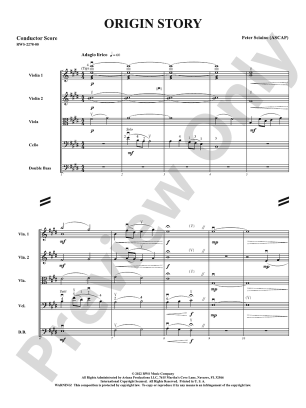 Origin Story - String Orchestra Conductor Score & Parts (Digital Download)