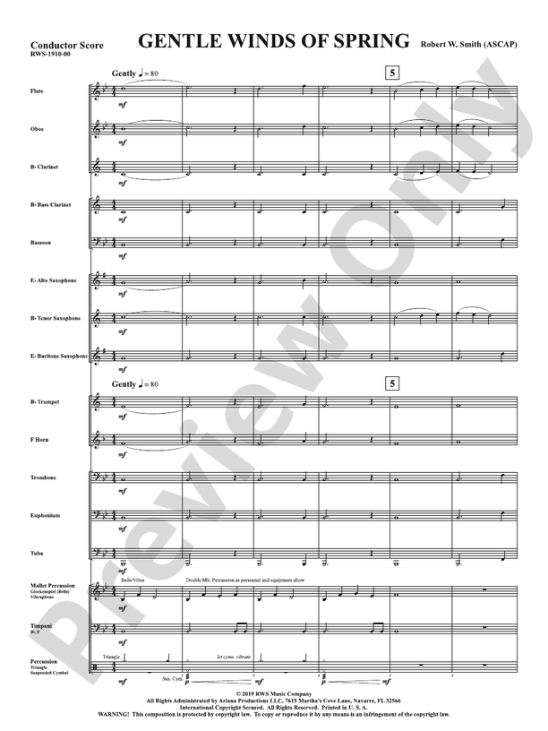 Gentle Winds of Spring - Concert Band Conductor Score & Parts (Digital Download)