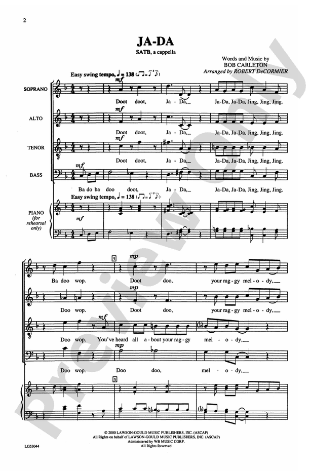 Ja-Da – SATB, a cappella Choral Octavo (Digital Download)