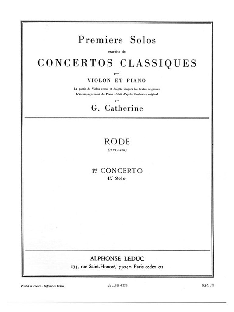 Concerto No. 1 1st Movement - Pierre Rode - Violin/Piano - Leduc
