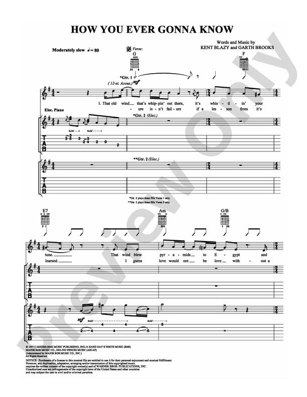 How You Ever Gonna Know - Guitar TAB (Digital Download)