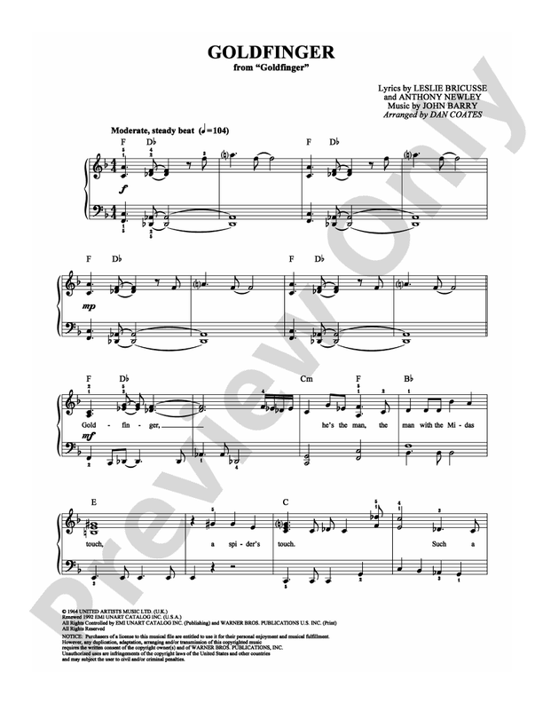 Goldfinger - Arr. Dan Coates - Easy Piano (Digital Download)