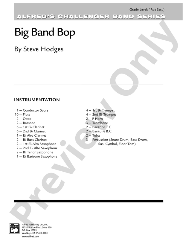 Big Band Bop - Concert Band Conductor Score & Parts (Digital Download)