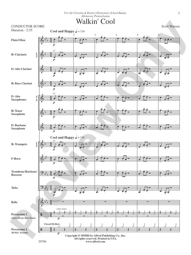 Walkin' Cool - Concert Band Conductor Score & Parts (Digital Download)