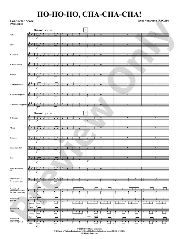 Ho-Ho-Ho, Cha-Cha-Cha! - Concert Band Conductor Score & Parts(Digital Download)