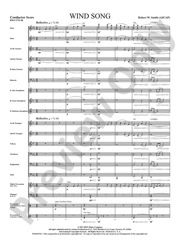 Wind Song - Concert Band Conductor Score & Parts (Digital Download)