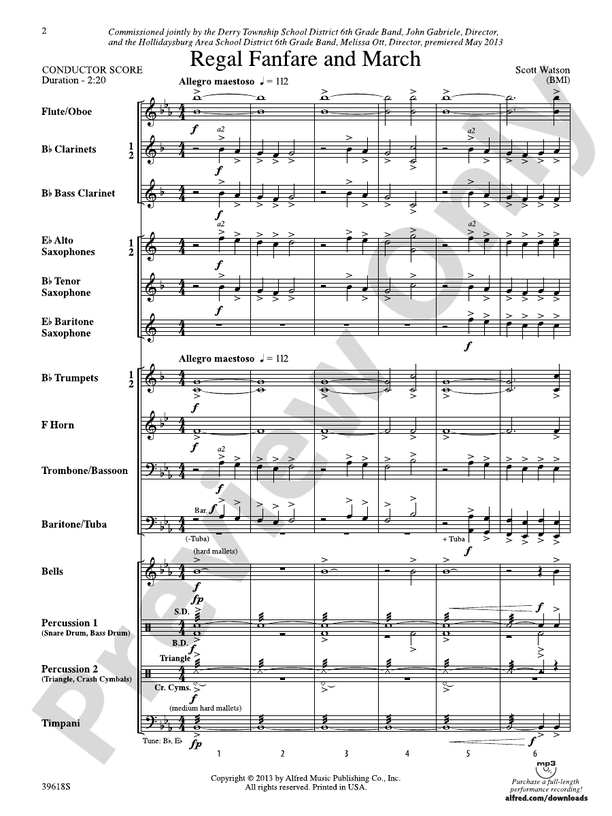 Regal Fanfare and March - Concert Band Conductor Score & Parts (Digital Download)