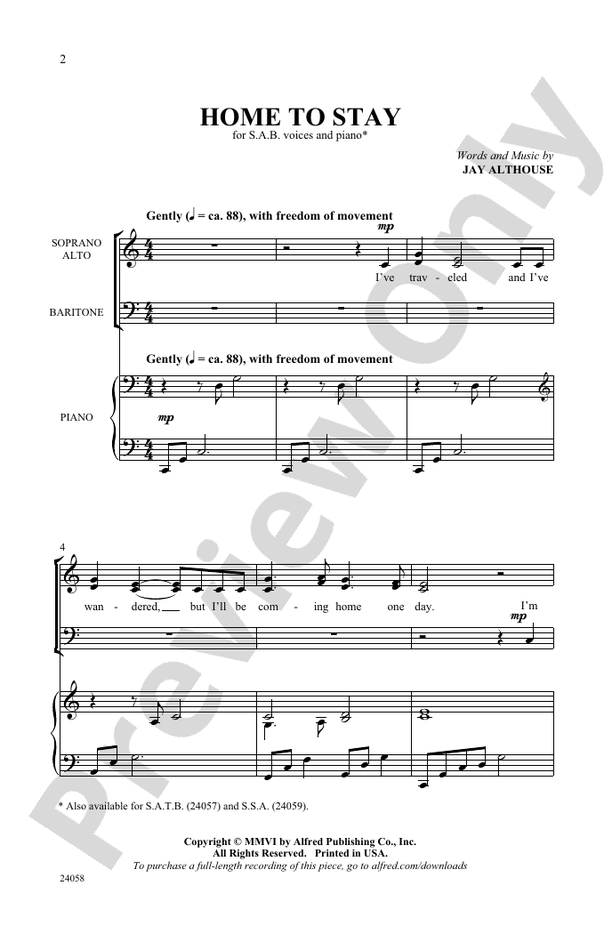 Home to Stay – SAB Choral Octavo (Digital Download)